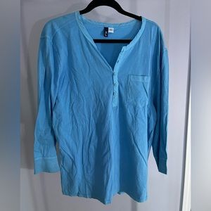 H&M 3/4 sleeve henley.  X-Large in bright blue